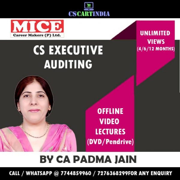 CS Executive Auditing Video Lectures by CA Padma Jain