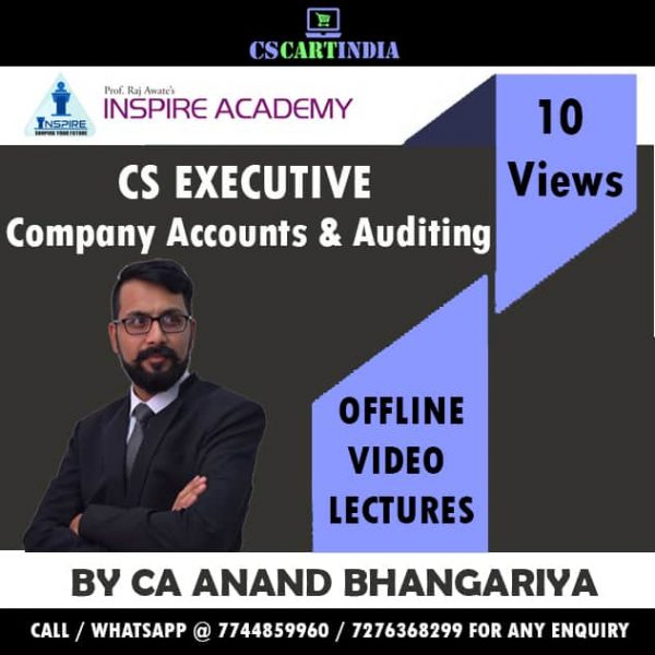 CS Executive Company Accounts & Auditing Video Lectures By CA Anand Bhangariya